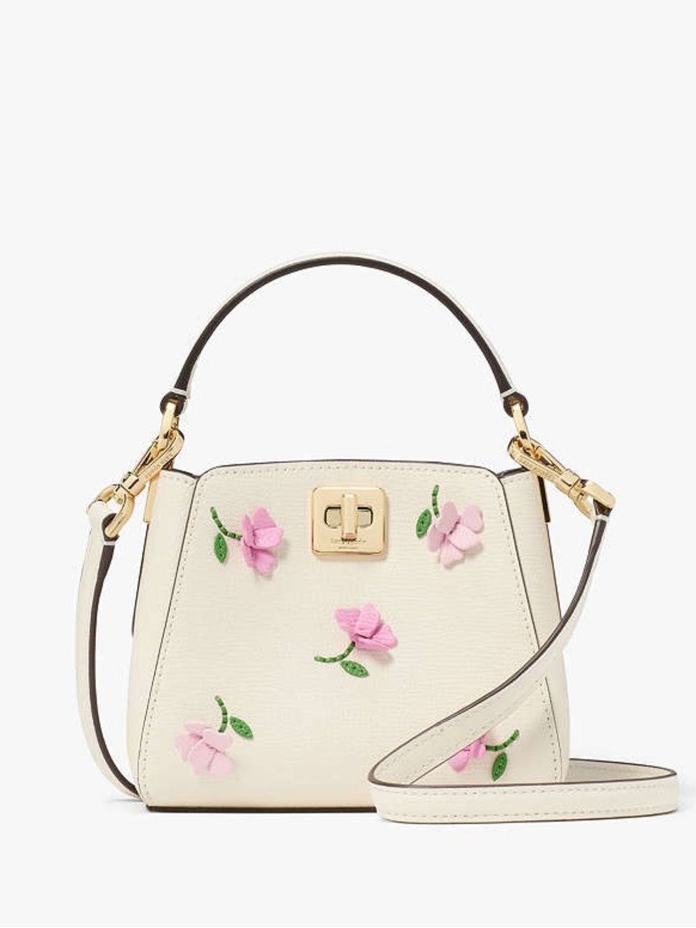 ♠️Kate Spade New York Phoebe Floral Applique Mini Top Handle Bag, Meringue EUC